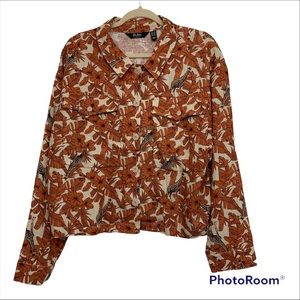 Du Jour Safari Linen Blend Button Front Shacket Size 1X